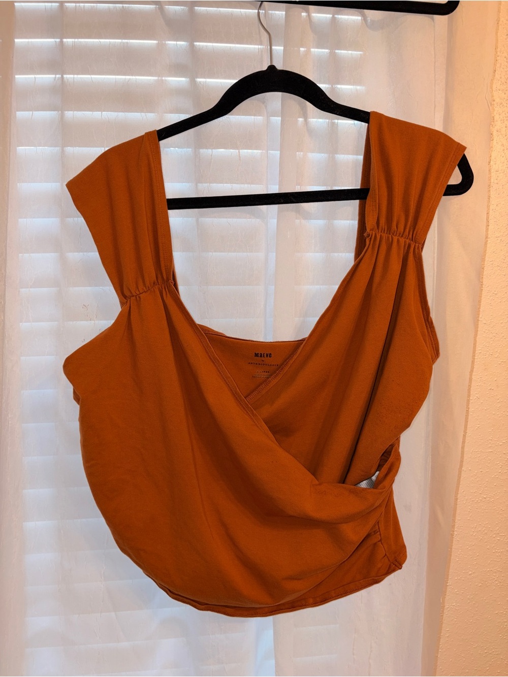 Anthropologie Maeve Rust Orange Wrap-Style Top